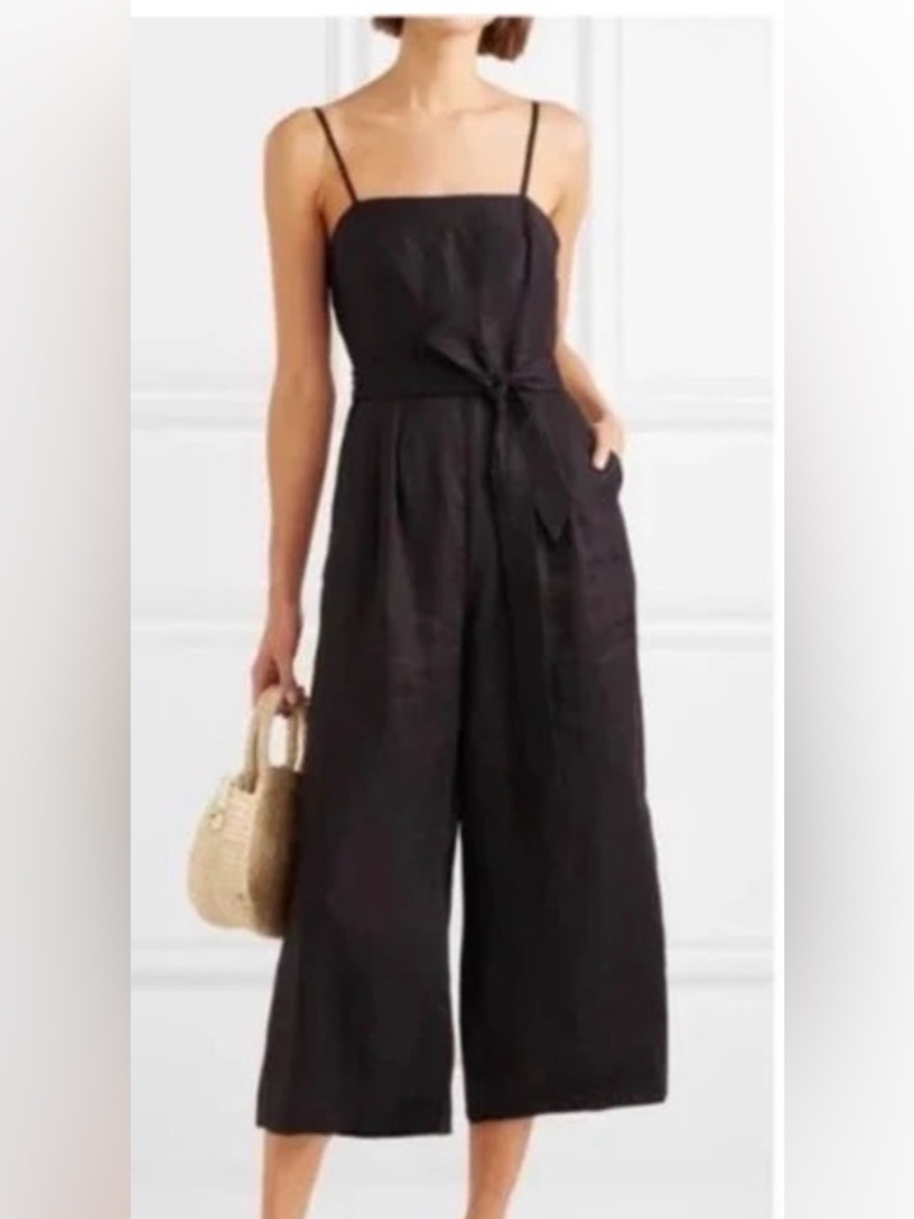 J. Crew Black Linen Jumpsuit with Belt